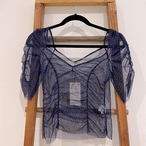 Zara Sheer Polka Dot Blouse